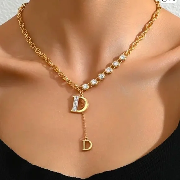 Initial Necklace Letter D Fashion Zirconia Necklace - Picture 1 of 3